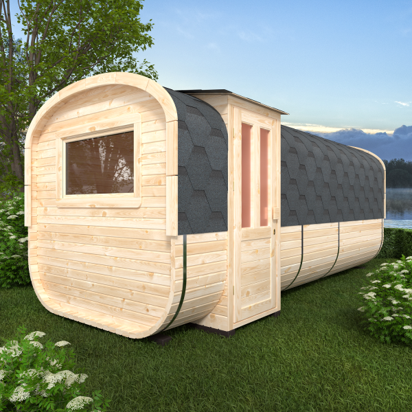 Fasssauna / Gartensauna / Banja / Quadro 6,0 m mit Vorraum